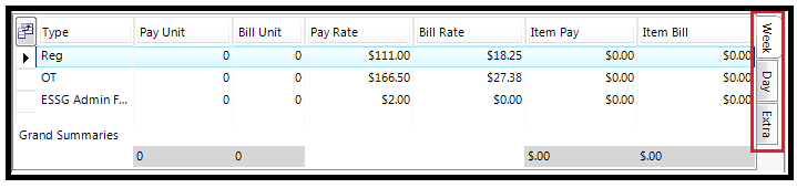 Middle Section of Card View showing three tabs