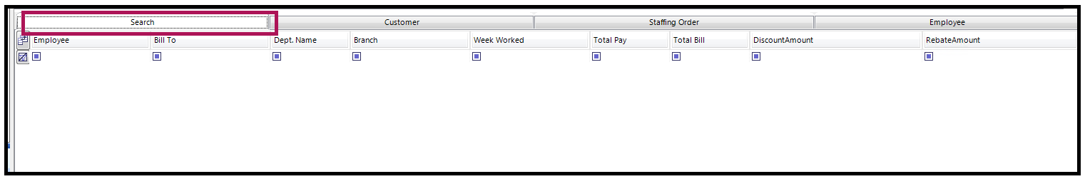 Search tab in Bottom Section