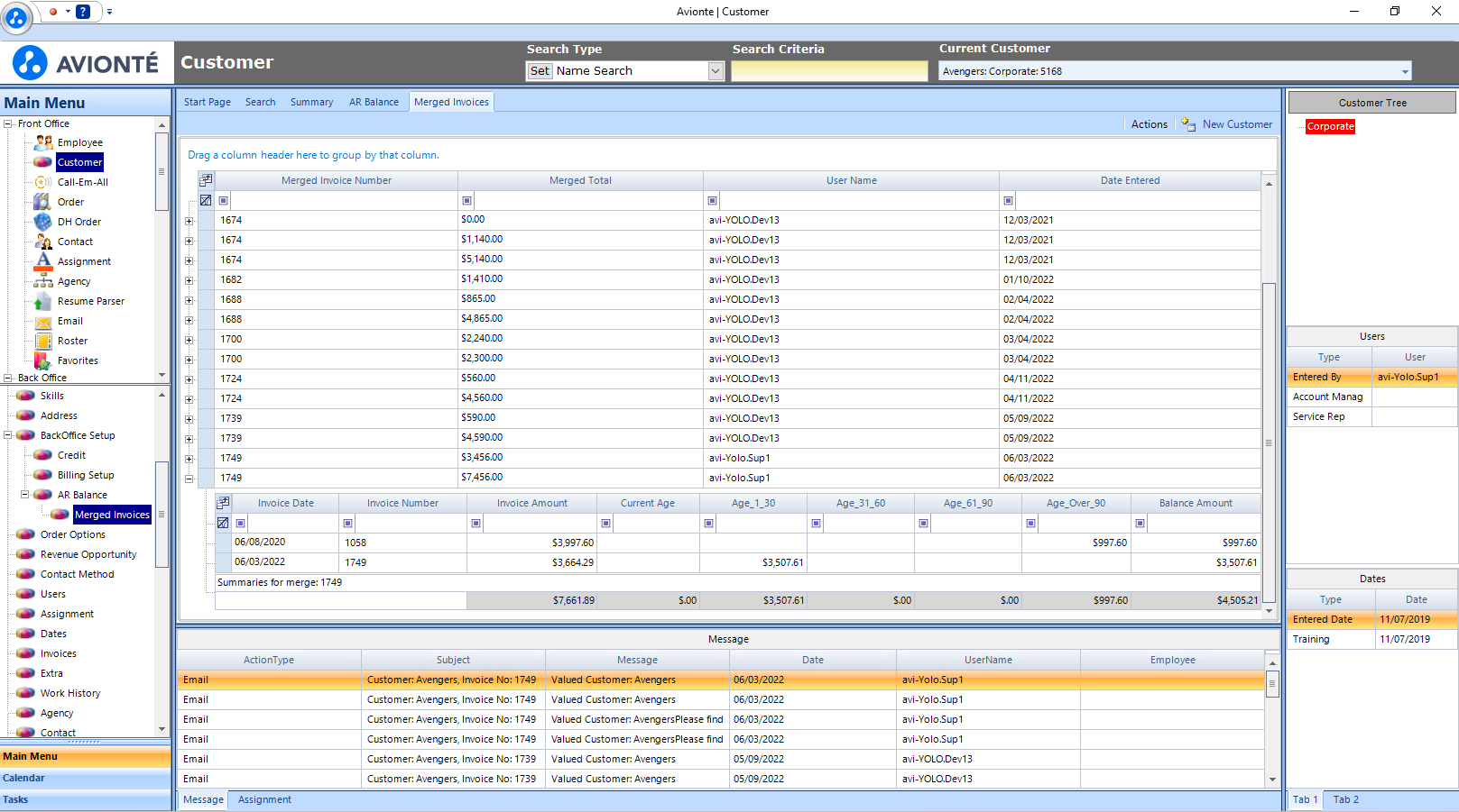 Merged Invoices module