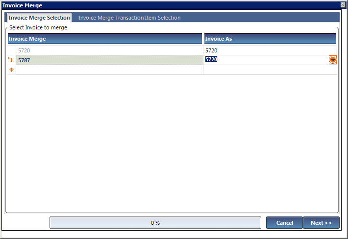Invoice Merge second row