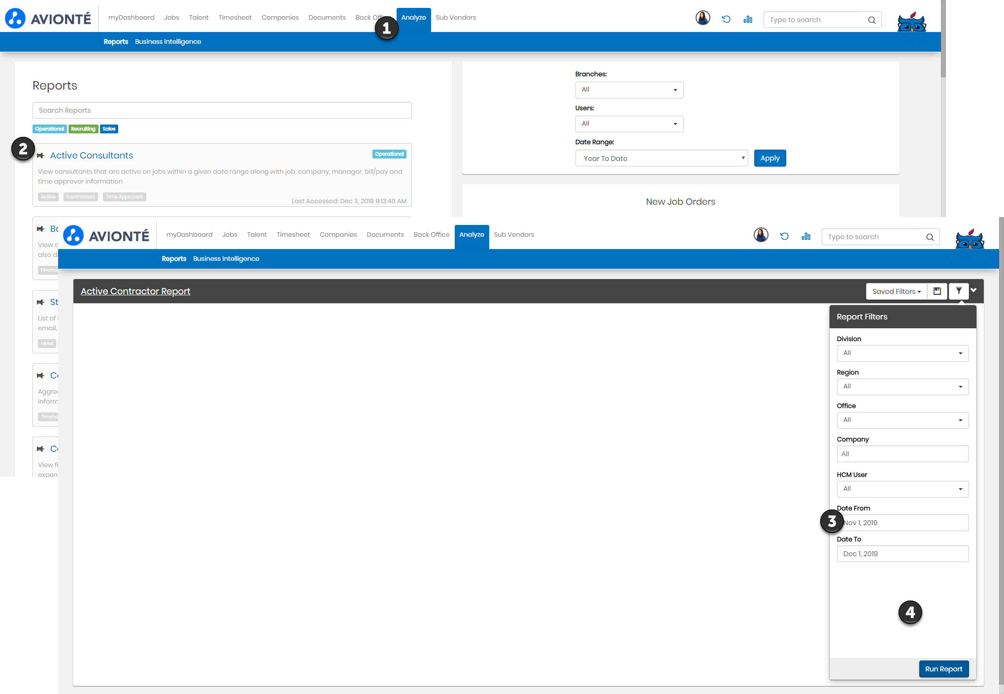 Running Reports in the Analyze module