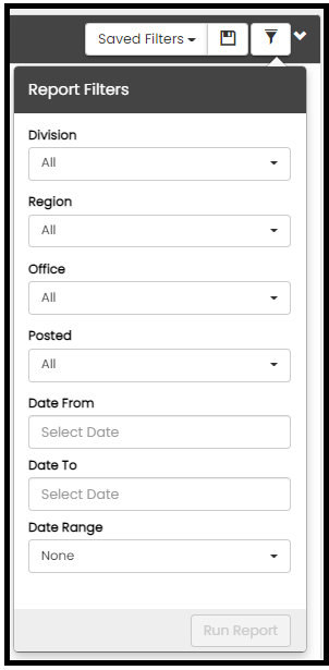 Filter Options panel