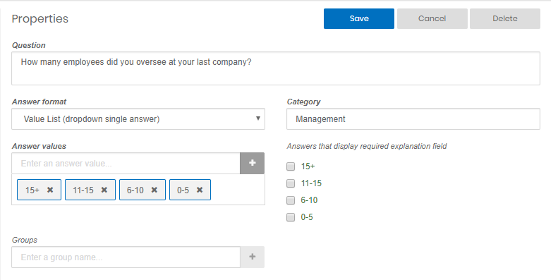 Add an Interview Question form