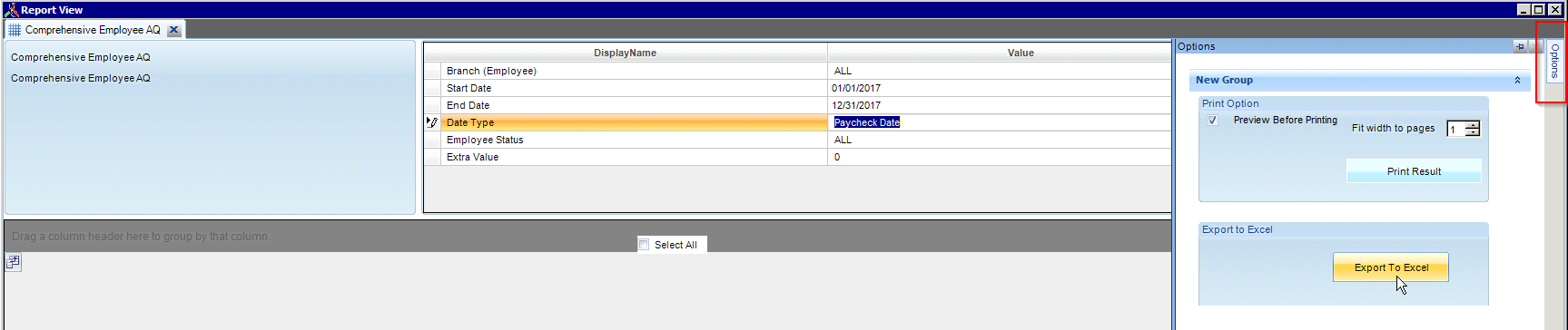 Export to Excel option