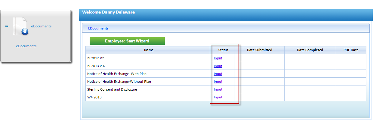 eDocuments Input button
