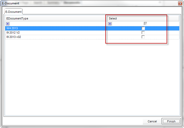 E-Document selection window