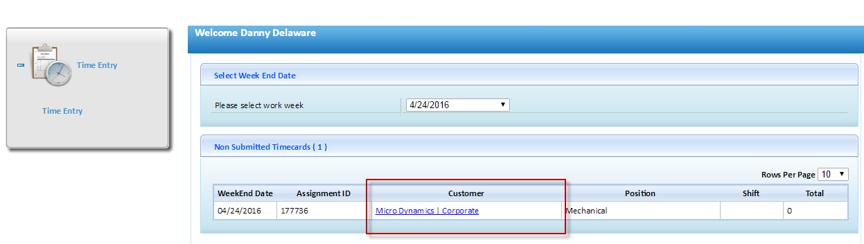 Customer name link