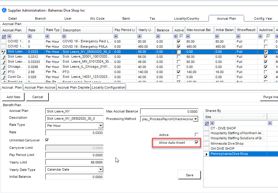 Allow Auto-Insert option on Accrual plan