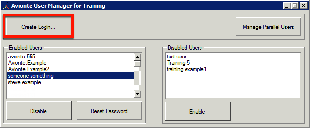 Create Login button