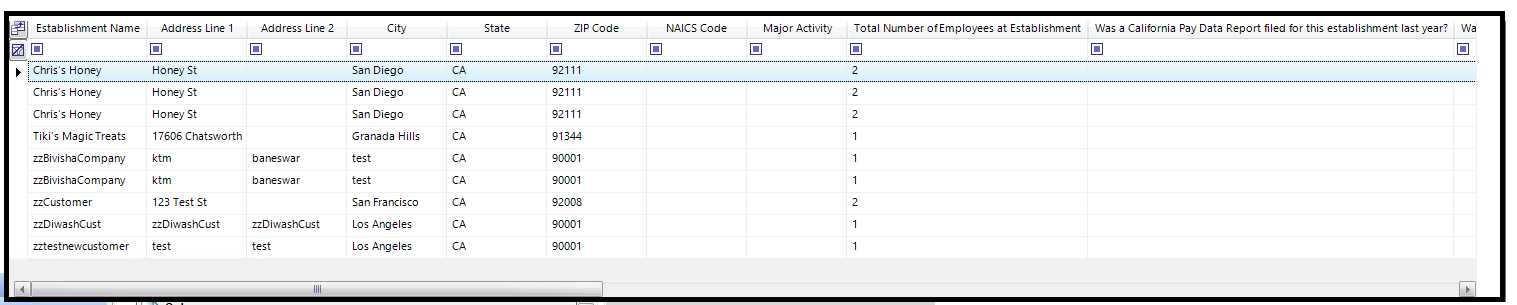 Report fields output for the CA Labor Contractor Employee Report AQ