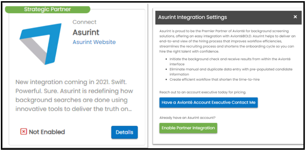 Asurint integration tile in the Marketplace