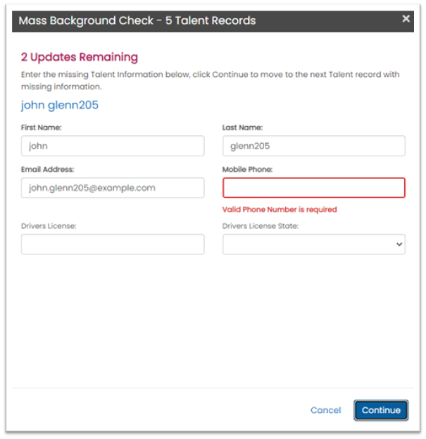 Mass order data validation — missing data