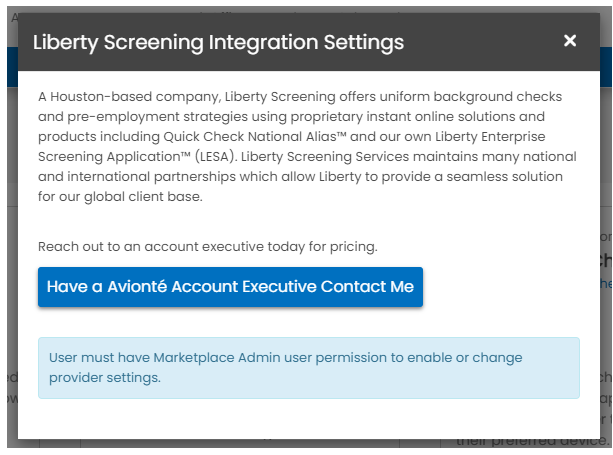 Permission error message for users without Marketplace Admin access