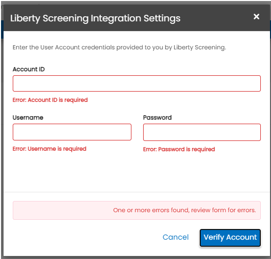 Validation error messages