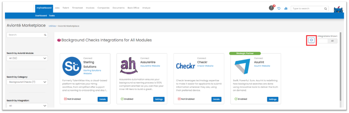 Marketplace Audit screen