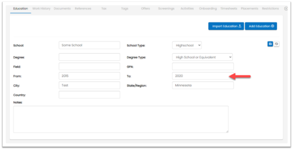 Order request validation error message