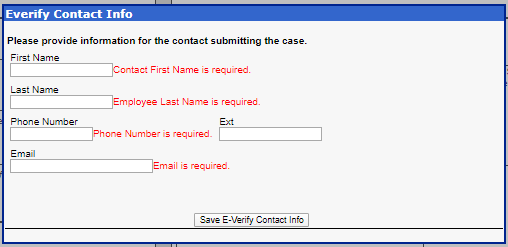 E-Verify contact information entry screen
