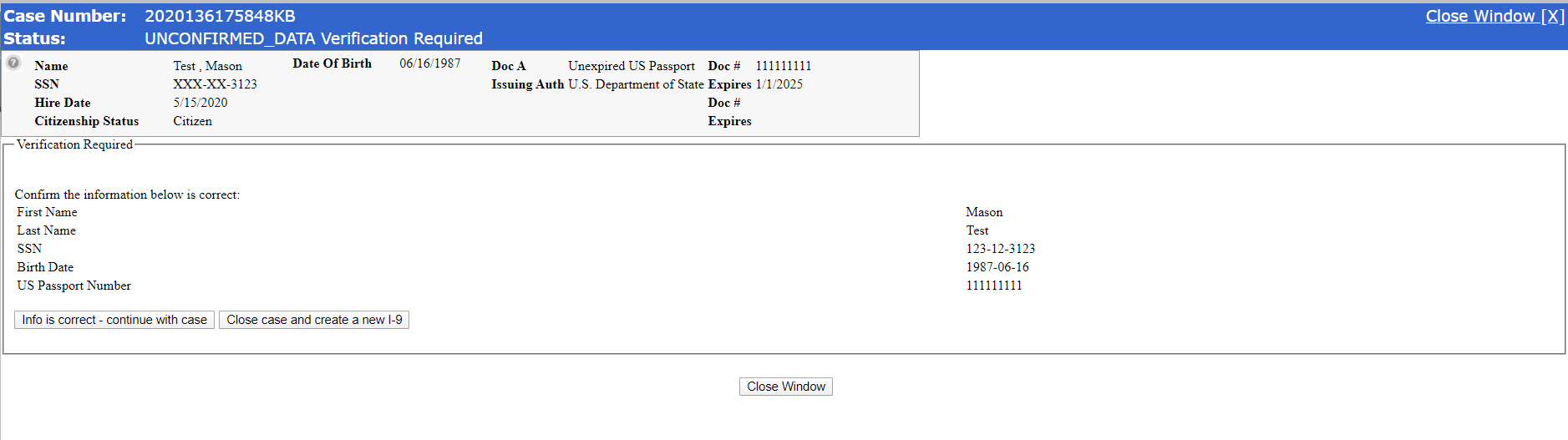 E-Verify case response with next step options