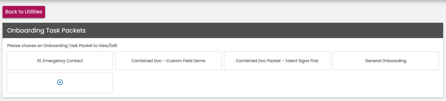 Onboarding Task Packets list