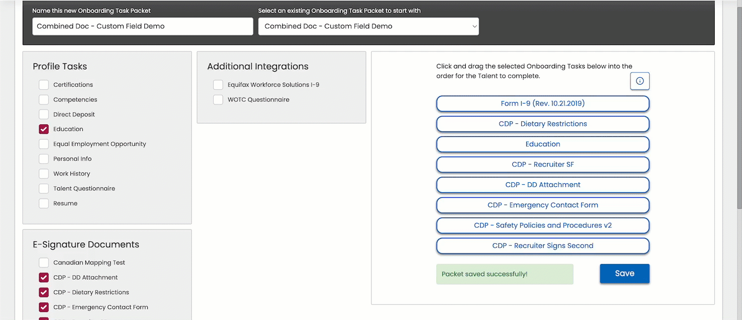 Drag and drop to reorder onboarding tasks