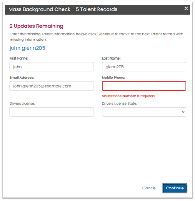 Mass order data validation — records with missing data