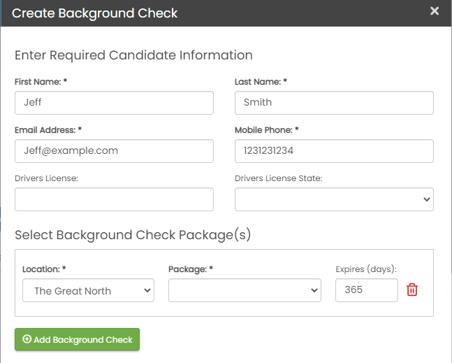 Create Background Check aside without Bill to Company permission