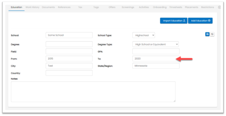 Order request validation error message