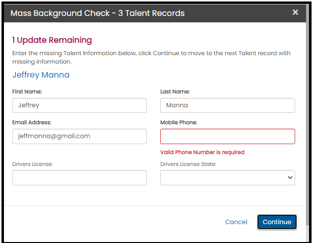 Mass order data validation — records needing update