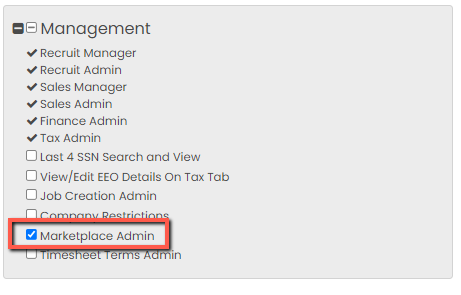 Marketplace Admin permission setting