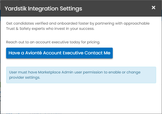 Permission error message for users without Marketplace Admin access