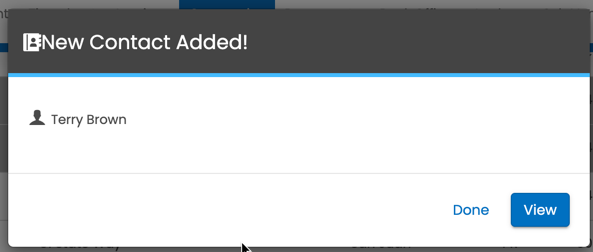 New Contact Added confirmation notification