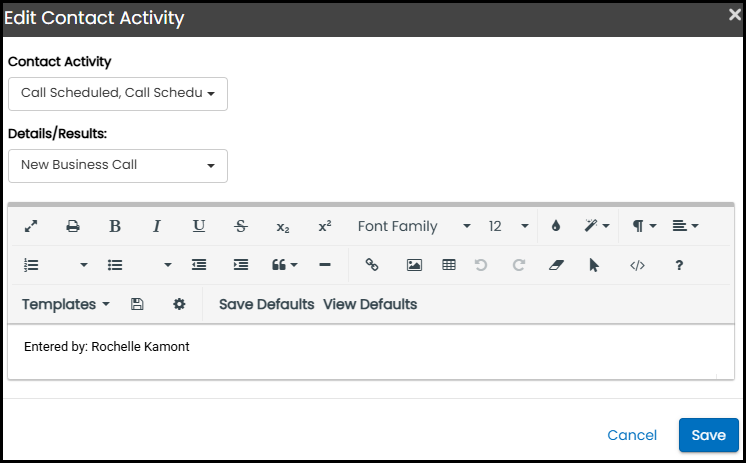 Edit contact task