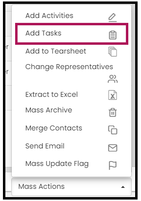 Add Tasks option in Mass Actions